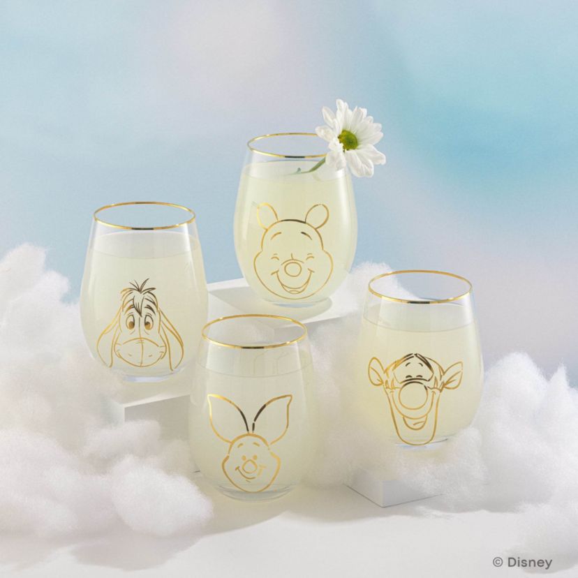 Winnie the Pooh Gold Sketch Stemless (Set of 4)