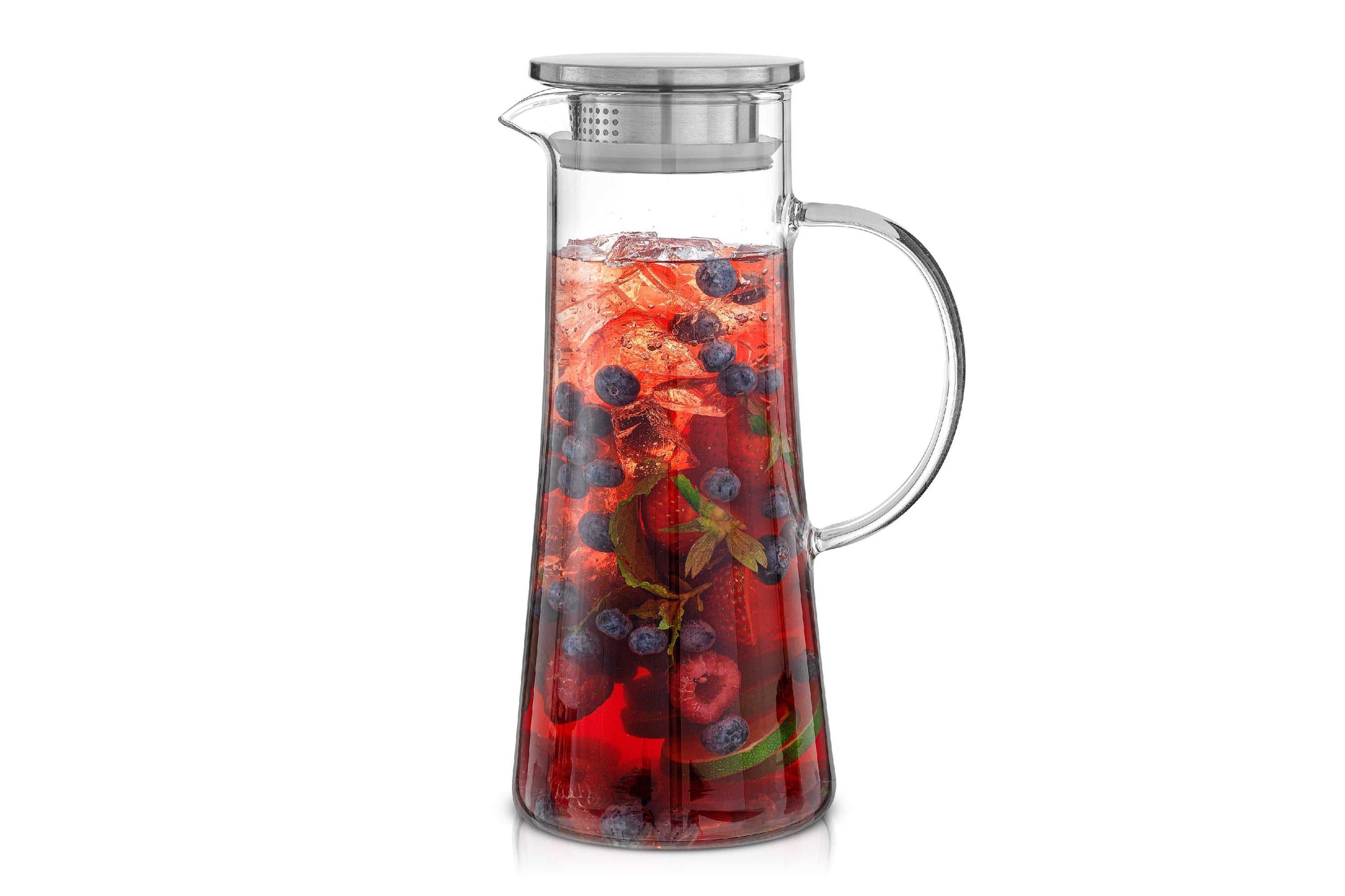 Breeze Glass Drink Water Pitcher with Stainless Steel Lid