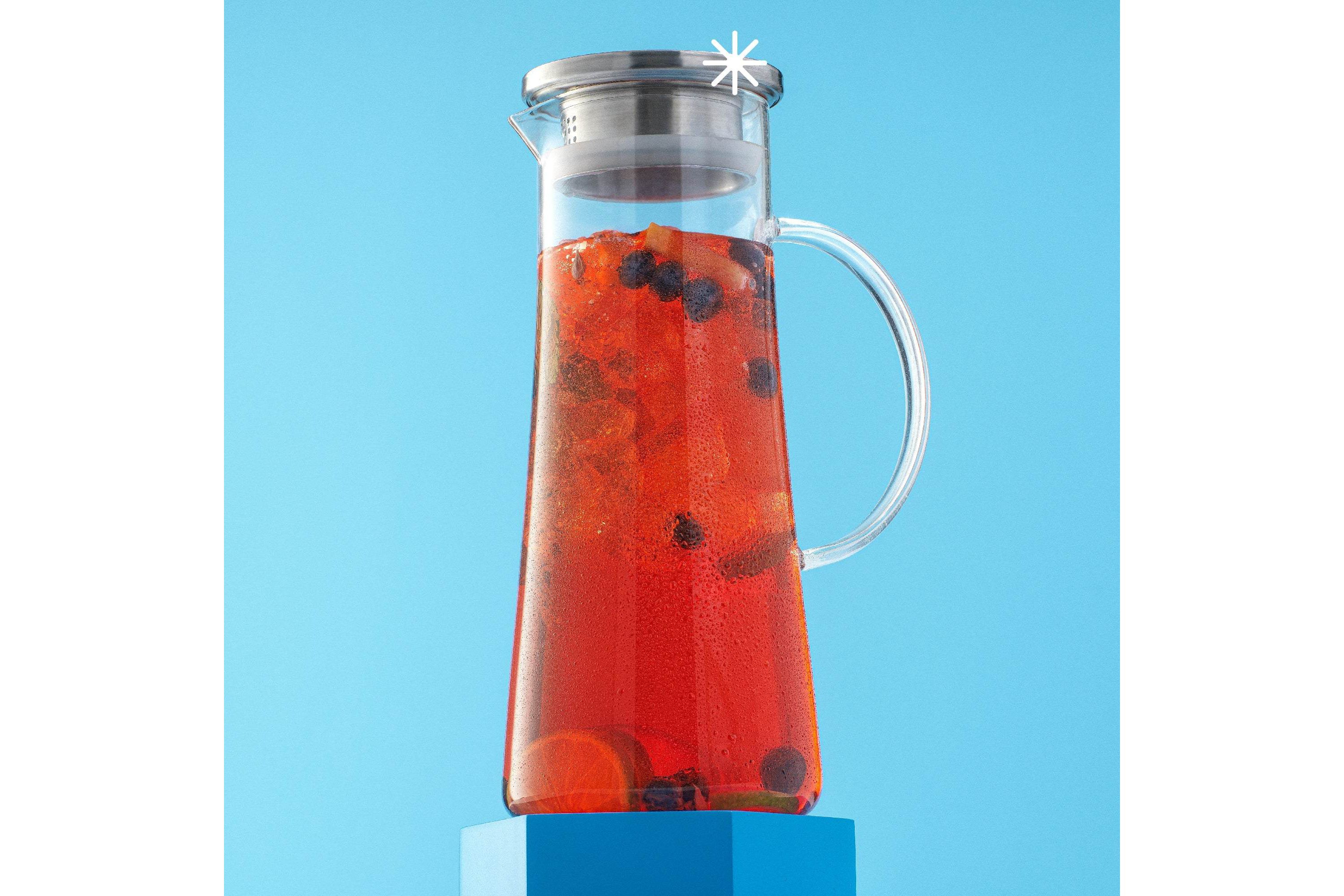 Breeze Glass Drink Water Pitcher with Stainless Steel Lid