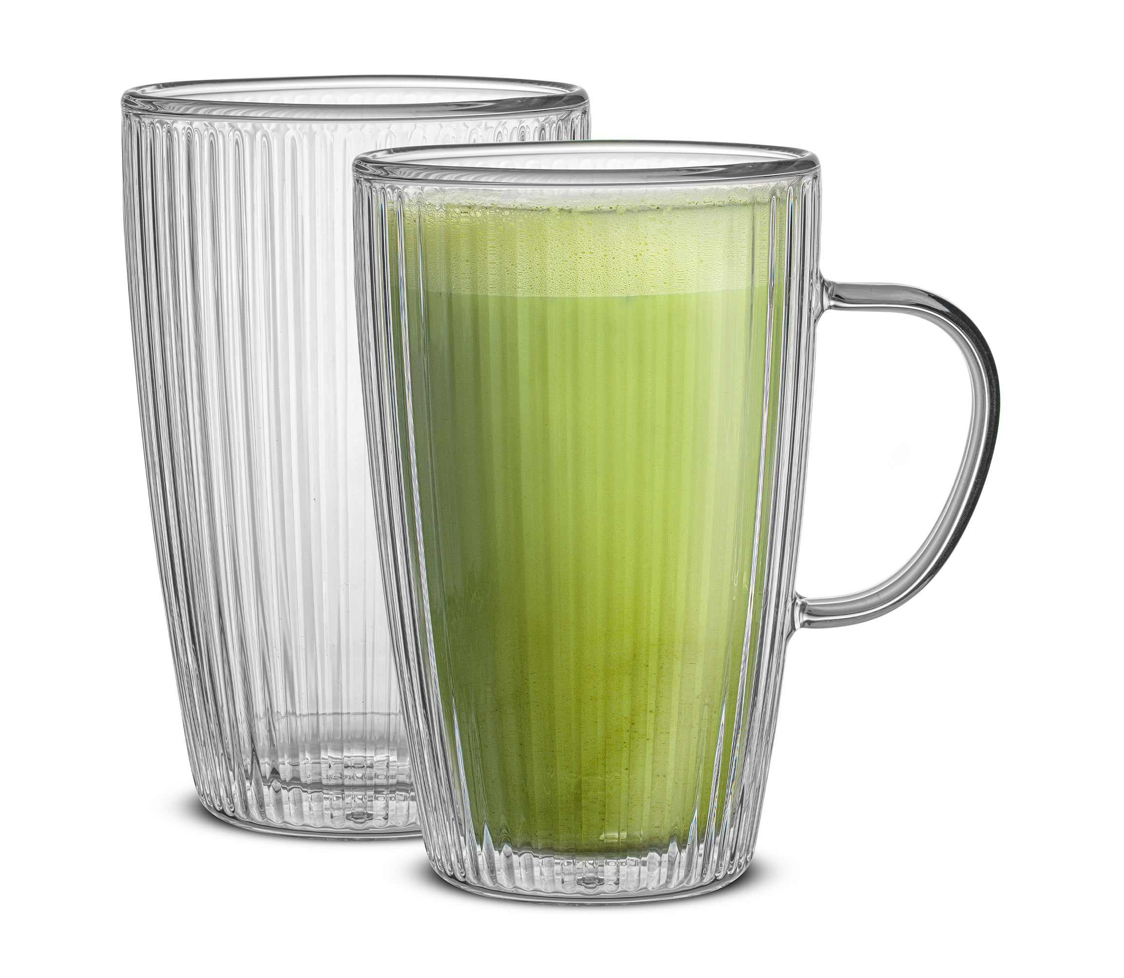 Savor Fluted Large Double Wall Coffee Mugs (Set of 2)