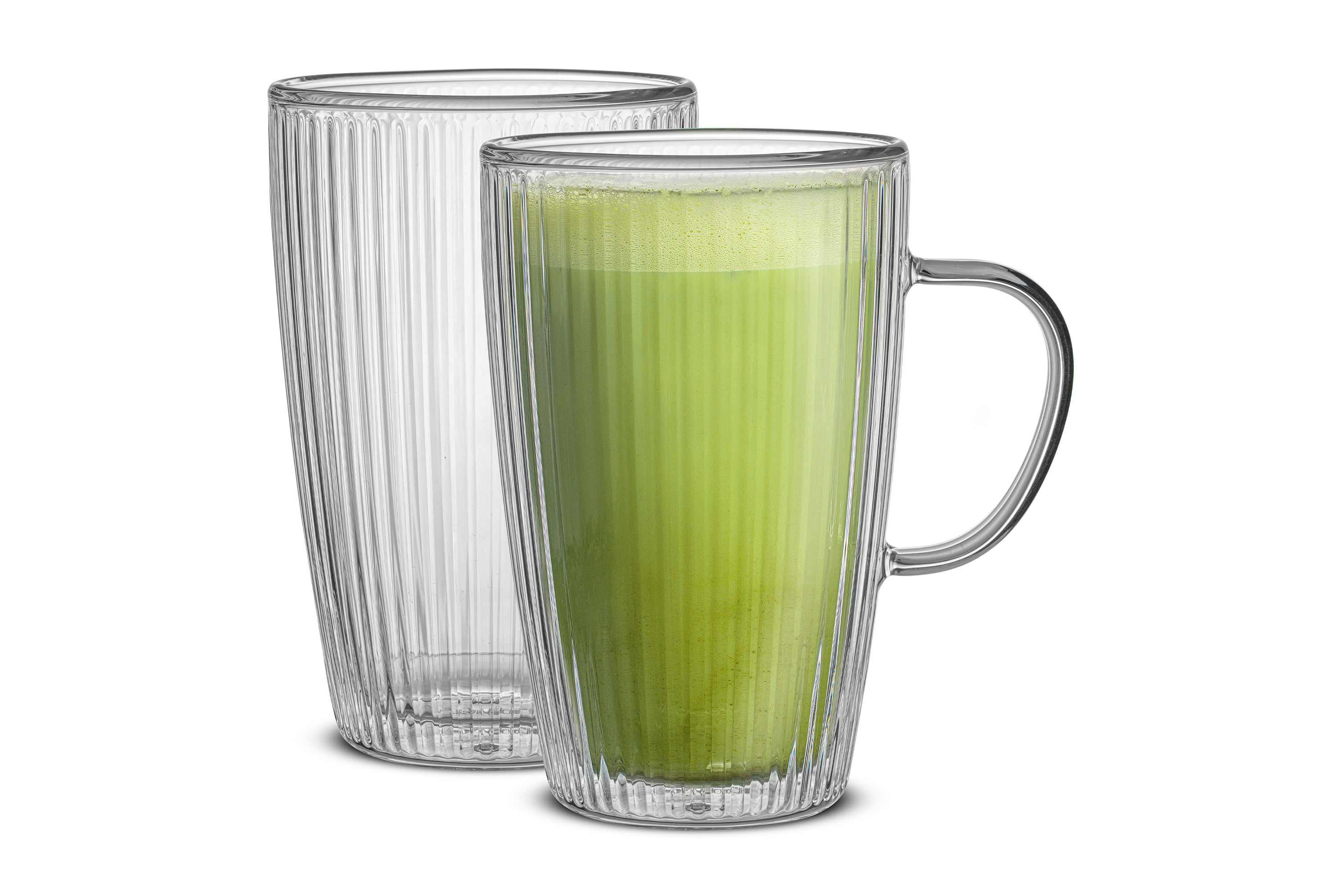 Savor Fluted Large Double Wall Coffee Mugs (Set of 2)