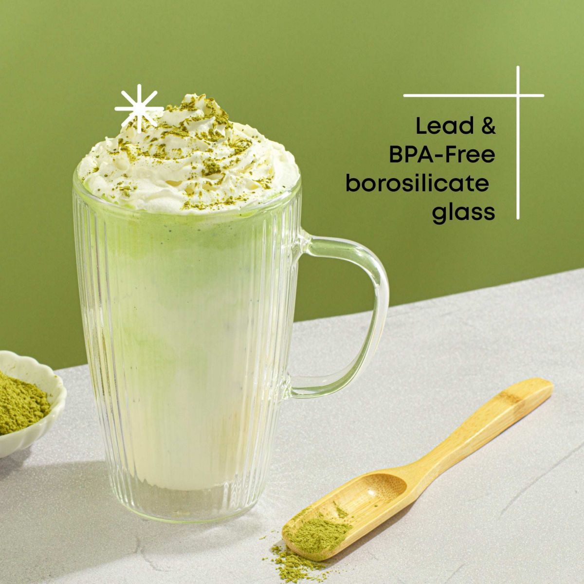 Savor Fluted Large Double Wall Coffee Mugs (Set of 2)