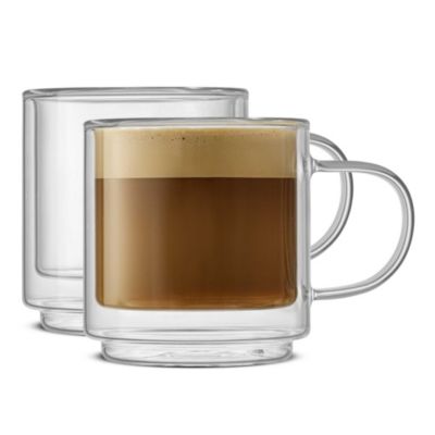 JoyJolt Haven Fluted Stackable Double Wall Mugs (Set of 2)