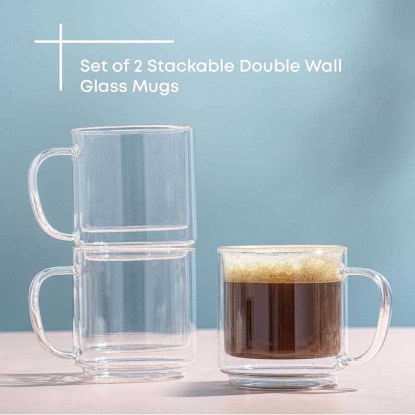 Haven Fluted Stackable Double Wall Mugs (Set of 2)