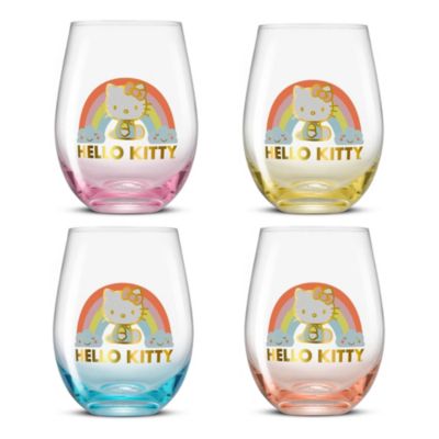 JoyJolt Hello Kitty - Sweet Rainbow Stemless Glasses (Set of 4)