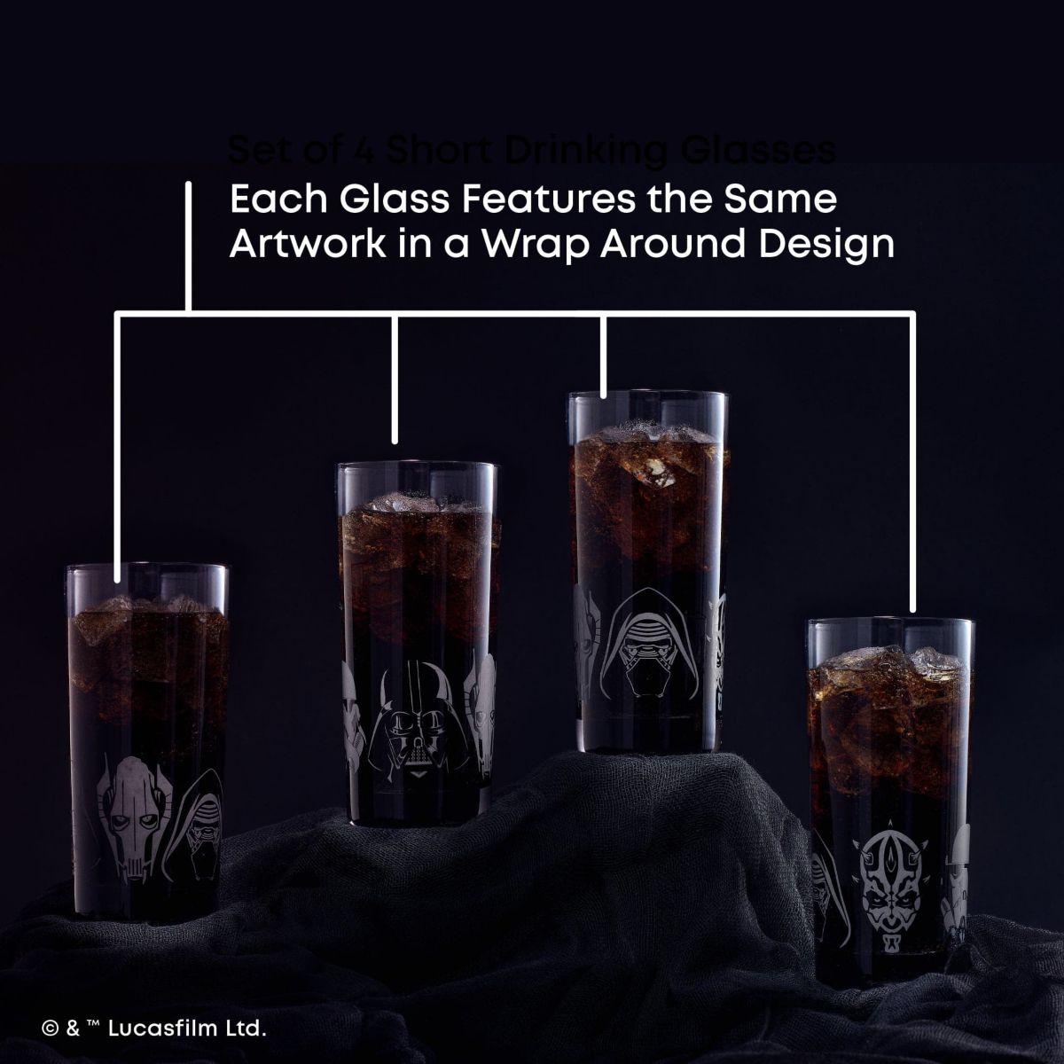 Star Wars Darkside Tall Drinking Glasses (Set of 4)