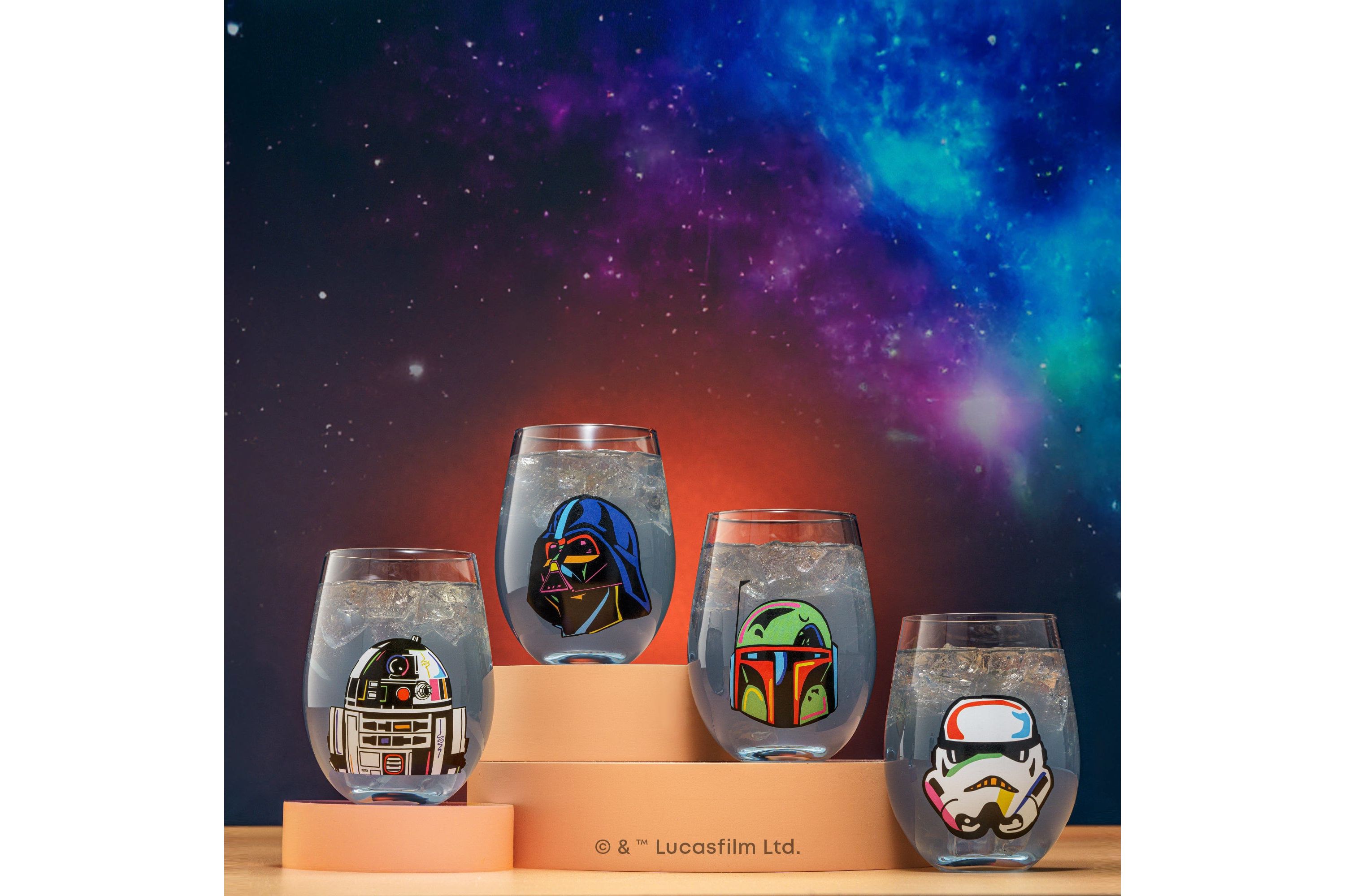 Star Wars Heros Clear Stemless Glasses (Set of 4)