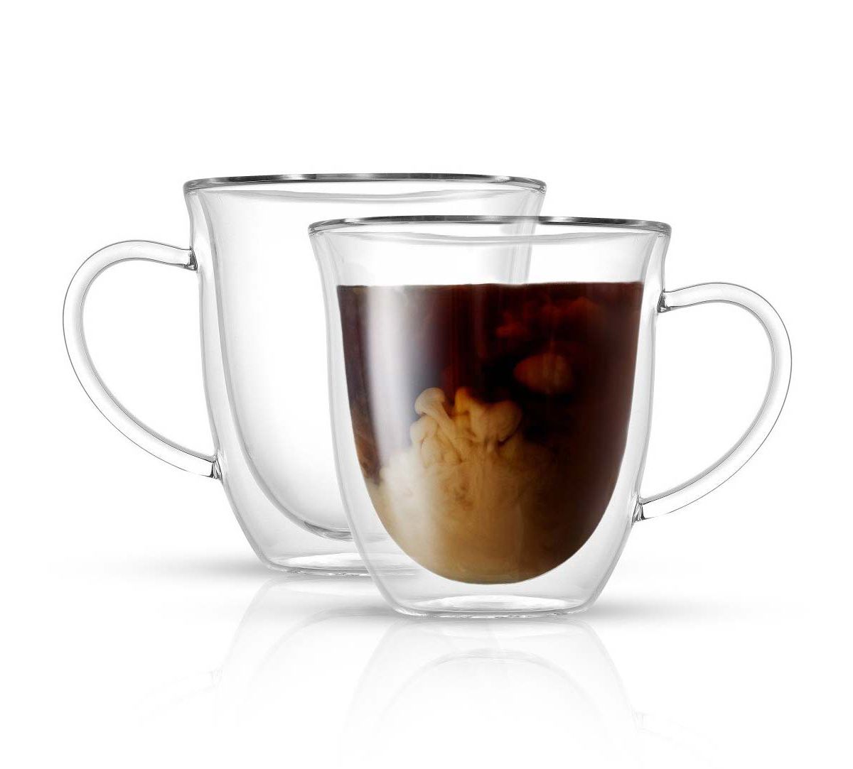 Serene Double Wall Glass Coffee Mugs (Set of 4)