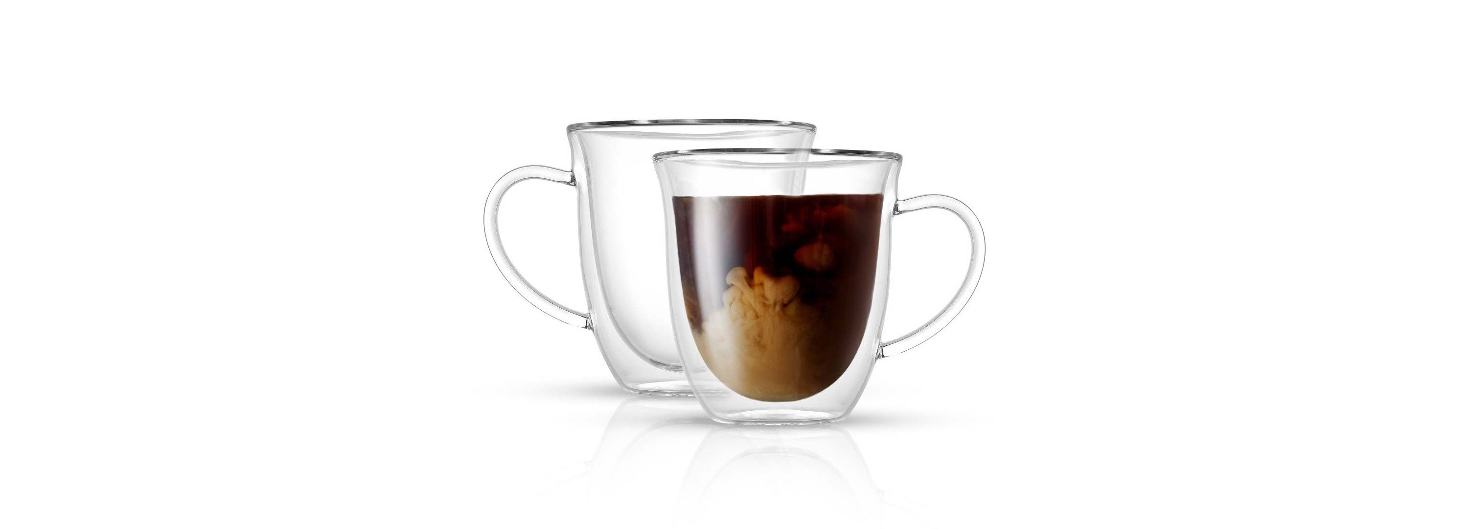 Serene Double Wall Glass Coffee Mugs (Set of 4)