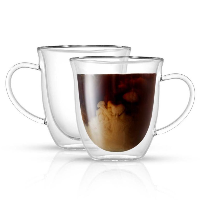 Serene Double Wall Glass Coffee Mugs (Set of 4)