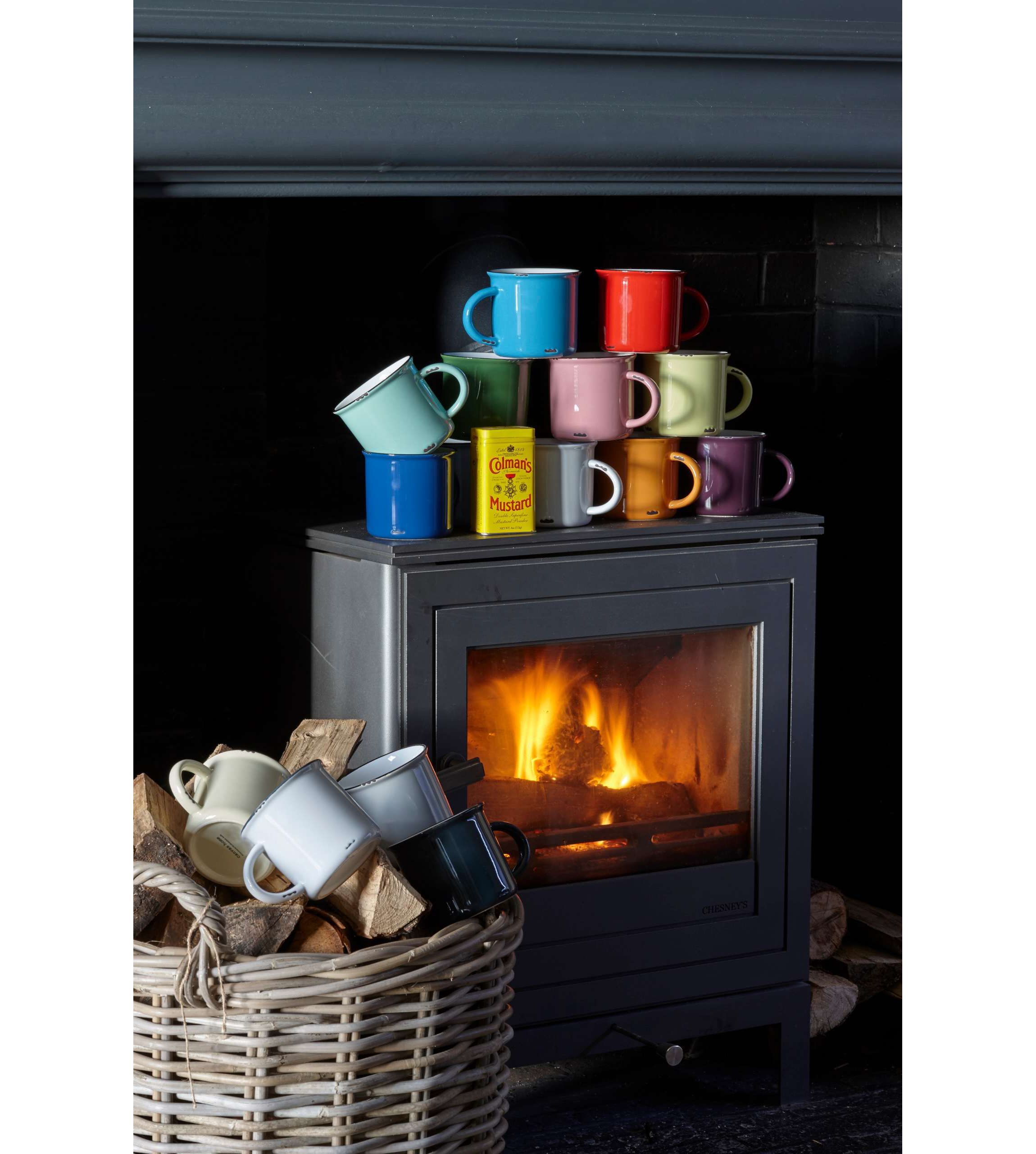 Tinware Collection Mugs, Mixed Set of 4