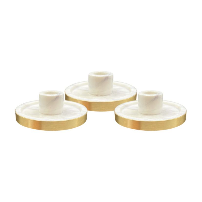 Verona Collection 3-Piece Marble Candlestick Set