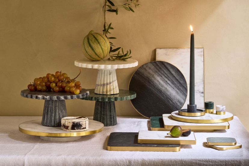 Verona Collection 3-Piece Marble Candlestick Set