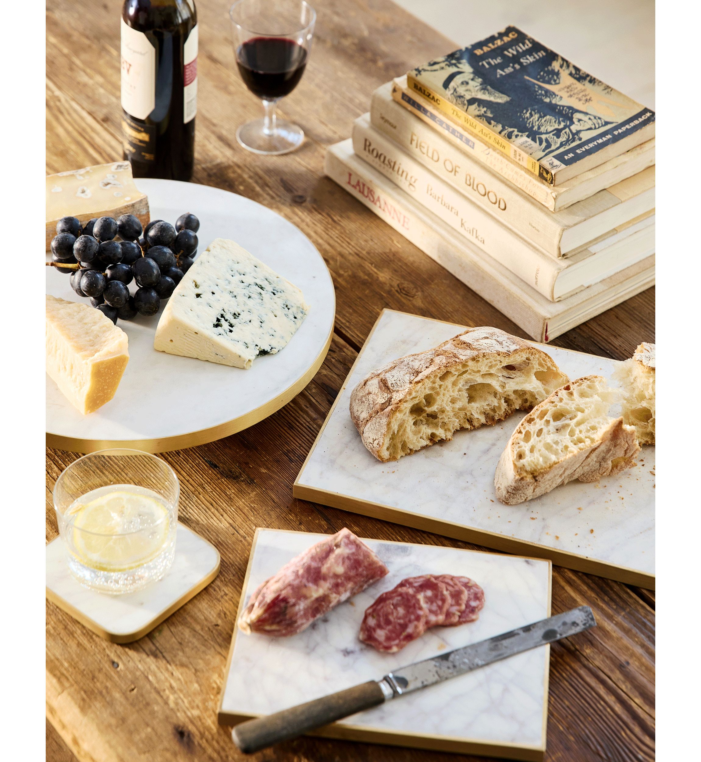Verona Collection 3-Piece Marble Cheeseboard Set
