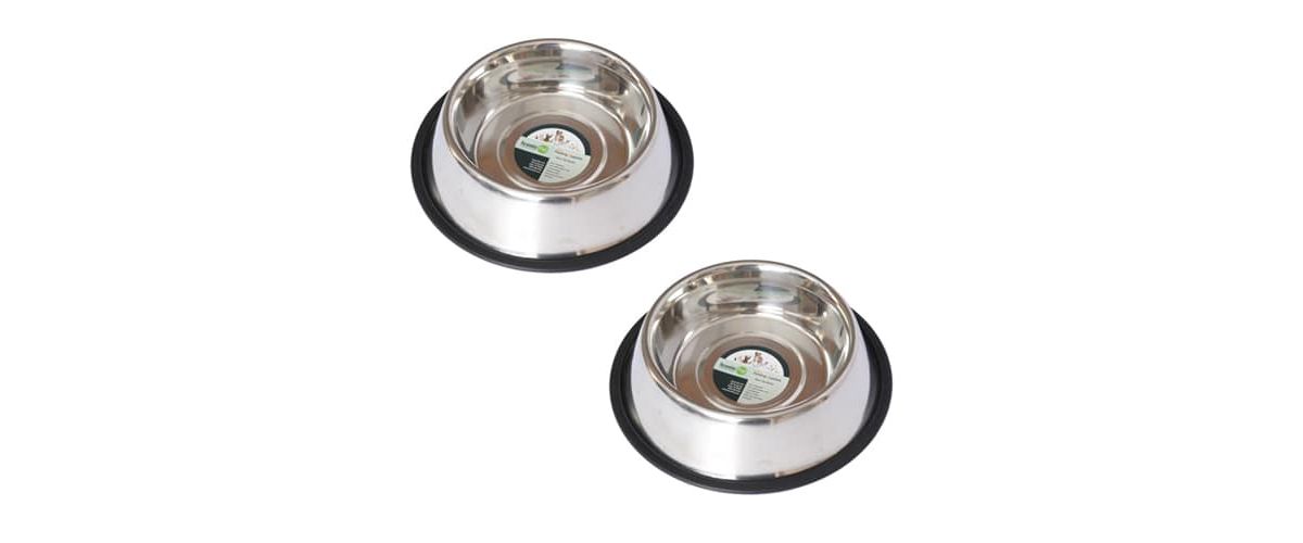 2 Pack Stainless Steel Non-Skid Pet Bowl for Dog or Cat - 24 oz - 3 cup