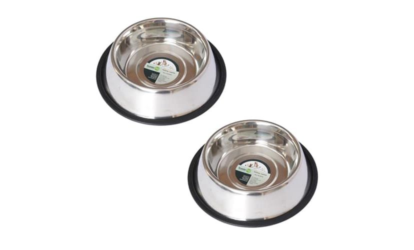 2 Pack Stainless Steel Non-Skid Pet Bowl for Dog or Cat - 24 oz - 3 cup
