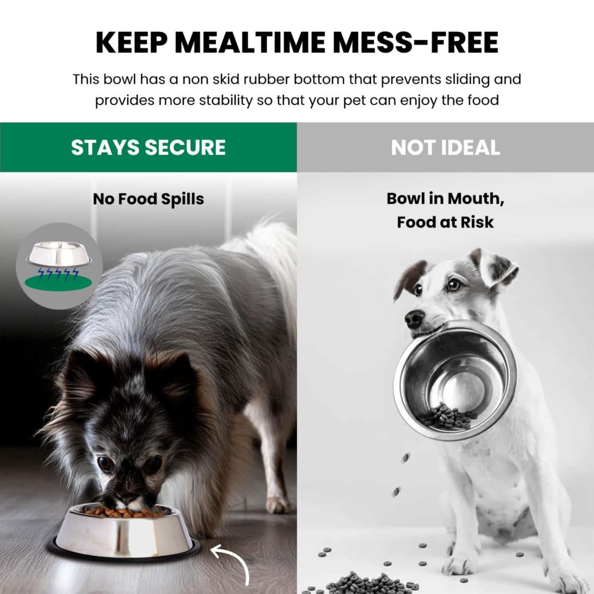 2 Pack Stainless Steel Non-Skid Pet Bowl for Dog or Cat - 24 oz - 3 cup