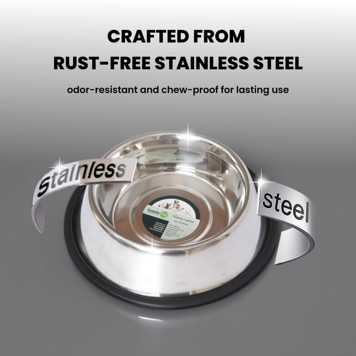 2 Pack Stainless Steel Non-Skid Pet Bowl for Dog or Cat - 24 oz - 3 cup