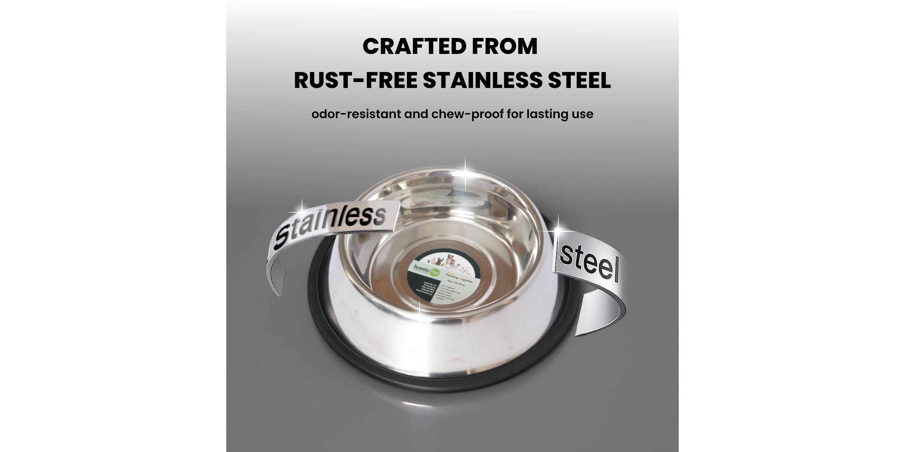 2 Pack Stainless Steel Non-Skid Pet Bowl for Dog or Cat - 24 oz - 3 cup
