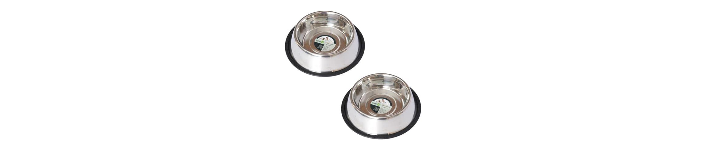 2 Pack Stainless Steel Non-Skid Pet Bowl for Dog or Cat - 32 oz - 4 cup