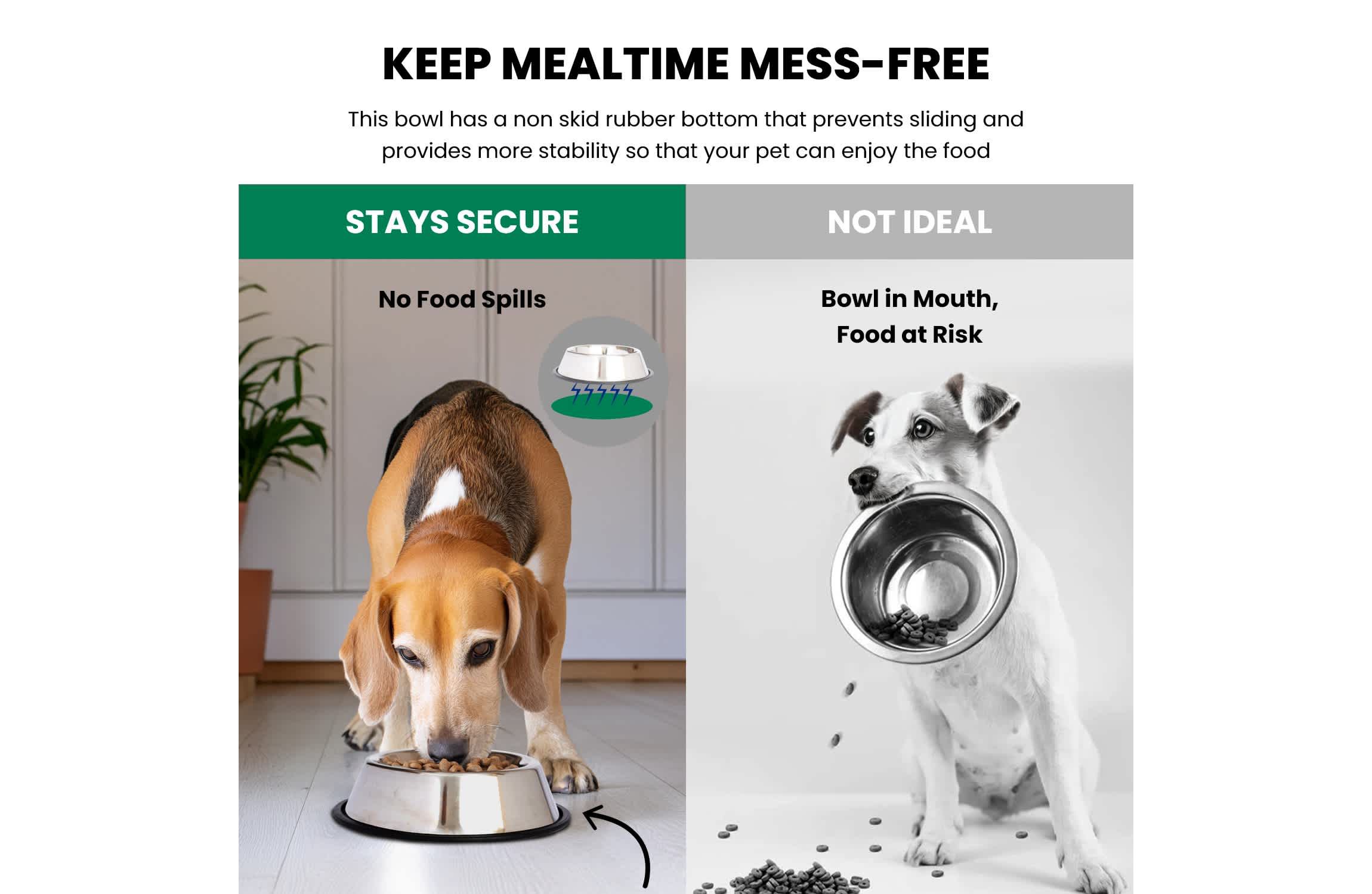 2 Pack Stainless Steel Non-Skid Pet Bowl for Dog or Cat - 32 oz - 4 cup
