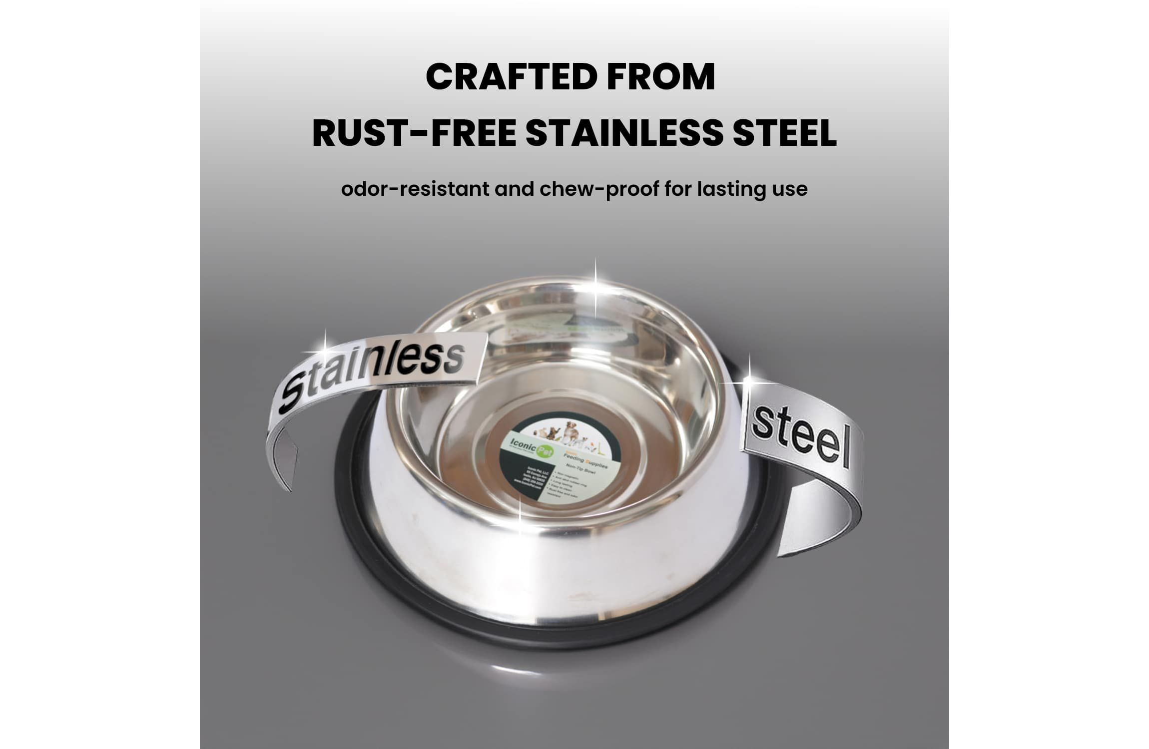 2 Pack Stainless Steel Non-Skid Pet Bowl for Dog or Cat - 32 oz - 4 cup