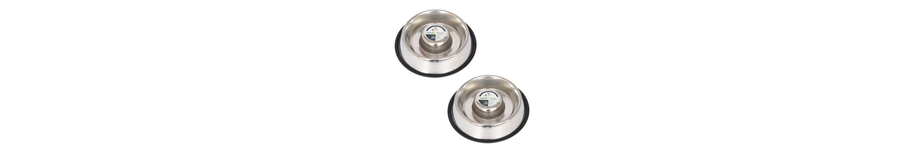 2 Pack Slow Feed Stainless Steel Pet Bowl for Dog or Cat - Small - 12 oz