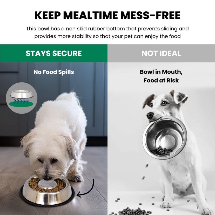 2 Pack Slow Feed Stainless Steel Pet Bowl for Dog or Cat - Small - 12 oz