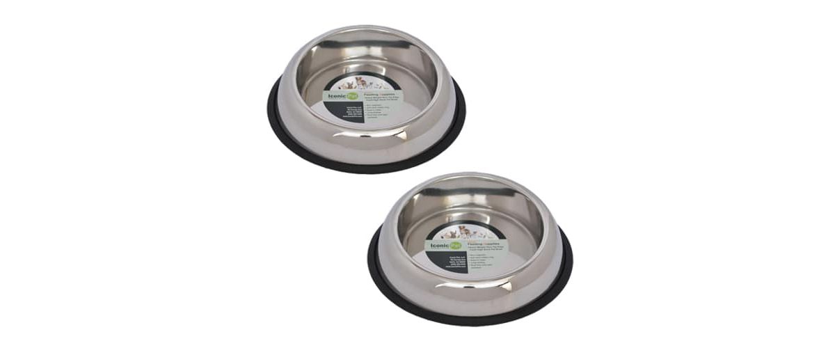 2 Pack Heavy Weight Non-Skid Easy Feed High Back Pet Bowl for Dog or Cat - 8 oz - 1 cup