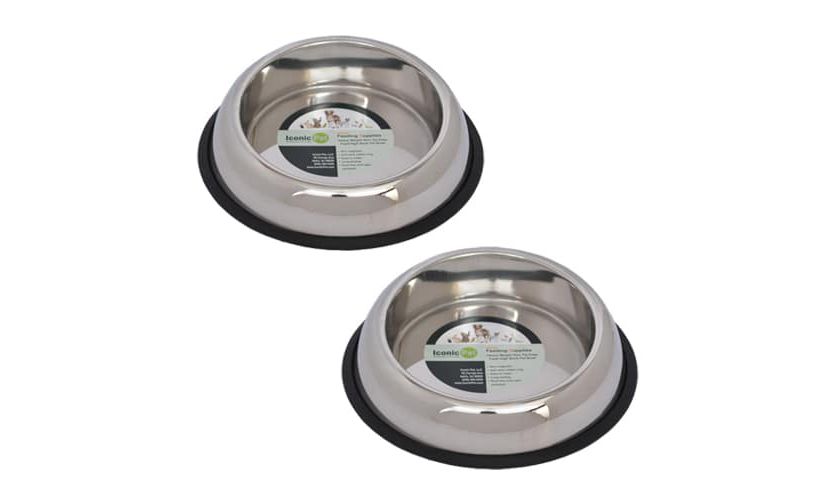 2 Pack Heavy Weight Non-Skid Easy Feed High Back Pet Bowl for Dog or Cat - 8 oz - 1 cup