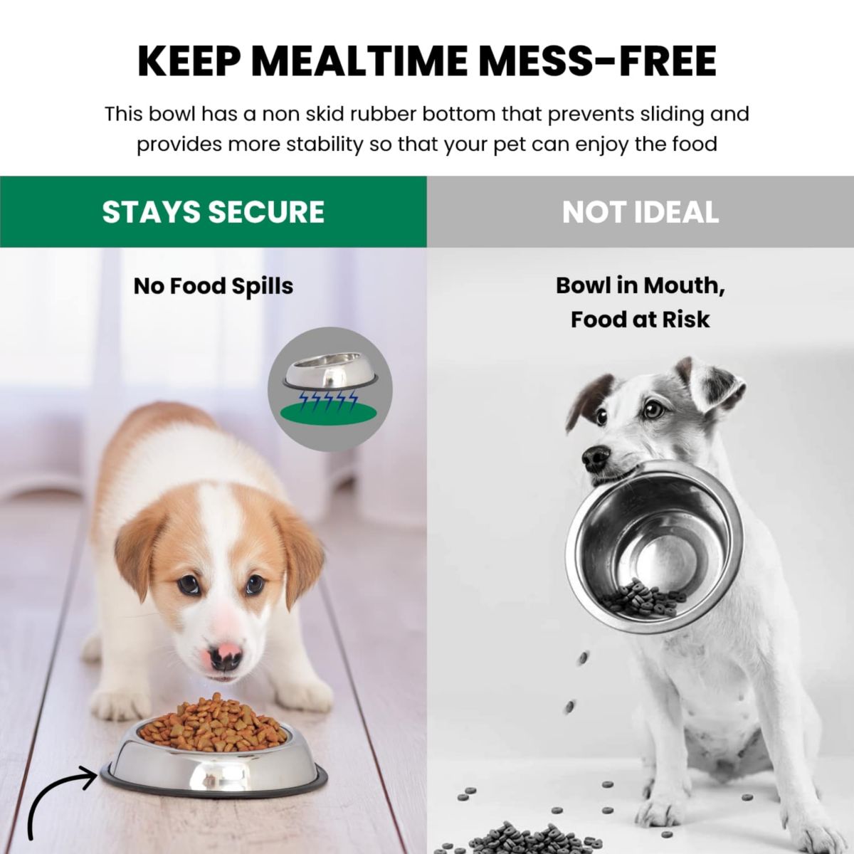 2 Pack Heavy Weight Non-Skid Easy Feed High Back Pet Bowl for Dog or Cat - 8 oz - 1 cup