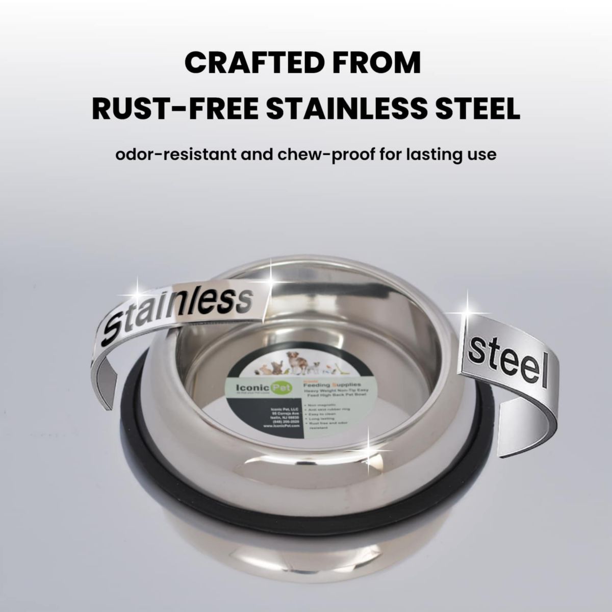 2 Pack Heavy Weight Non-Skid Easy Feed High Back Pet Bowl for Dog or Cat - 8 oz - 1 cup