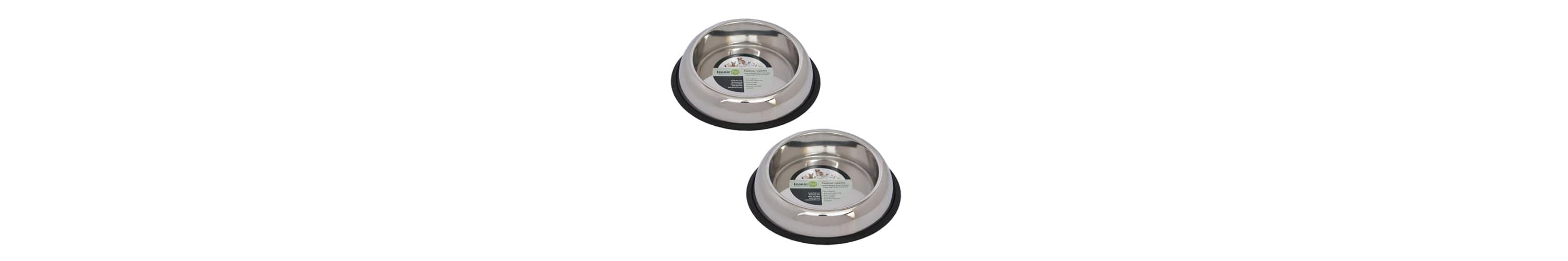 2 Pack Heavy Weight Non-Skid Easy Feed High Back Pet Bowl for Dog or Cat - 24 oz - 3 cup