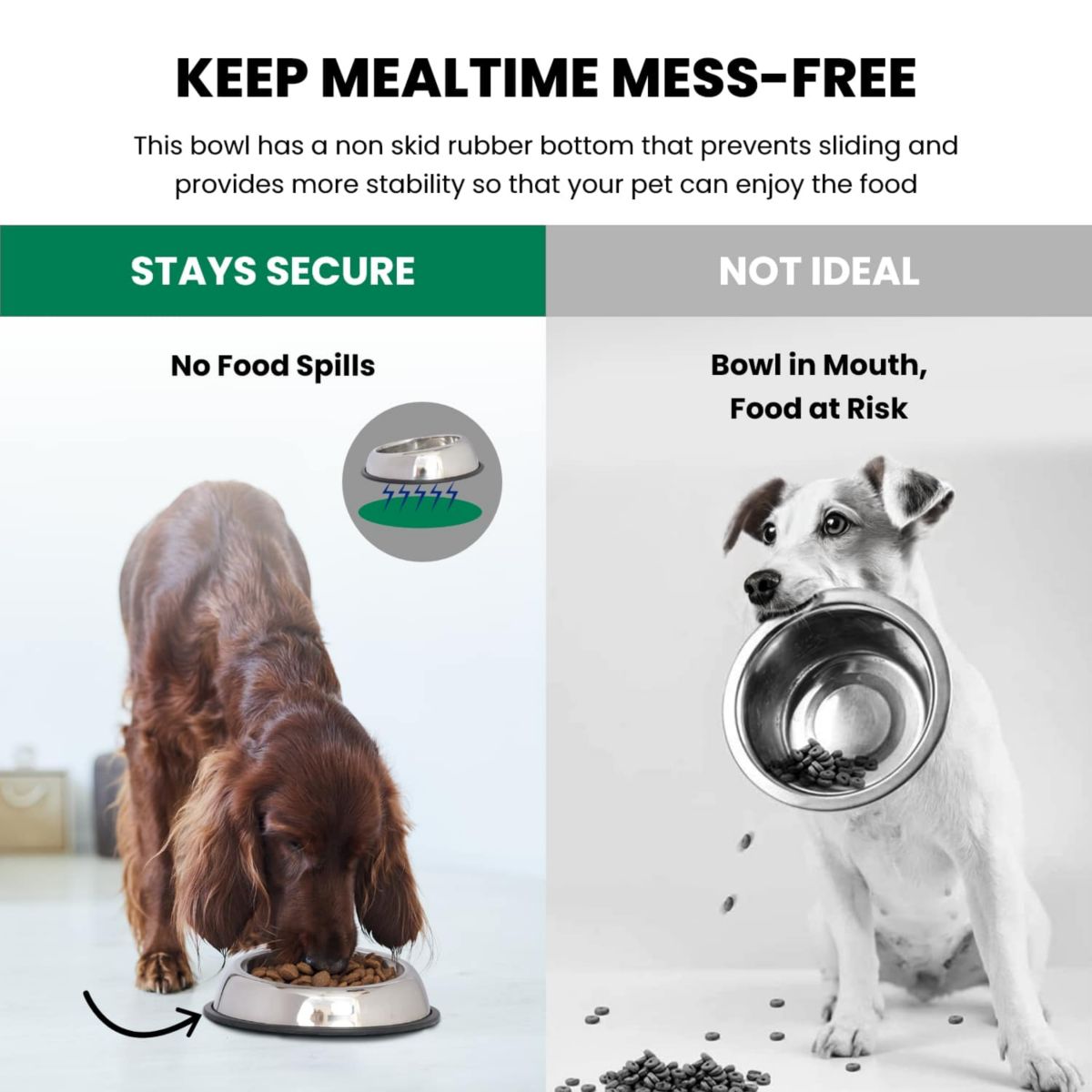 2 Pack Heavy Weight Non-Skid Easy Feed High Back Pet Bowl for Dog or Cat - 32 oz - 4 cup