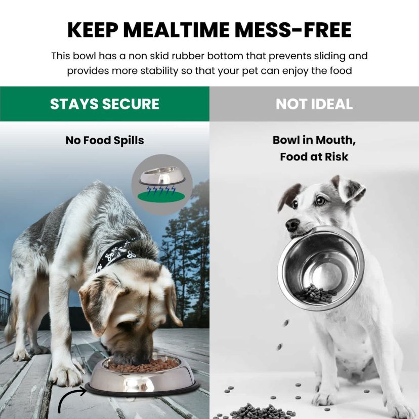 2 Pack Heavy Weight Non-Skid Easy Feed High Back Pet Bowl for Dog or Cat - 64 oz - 8 cup