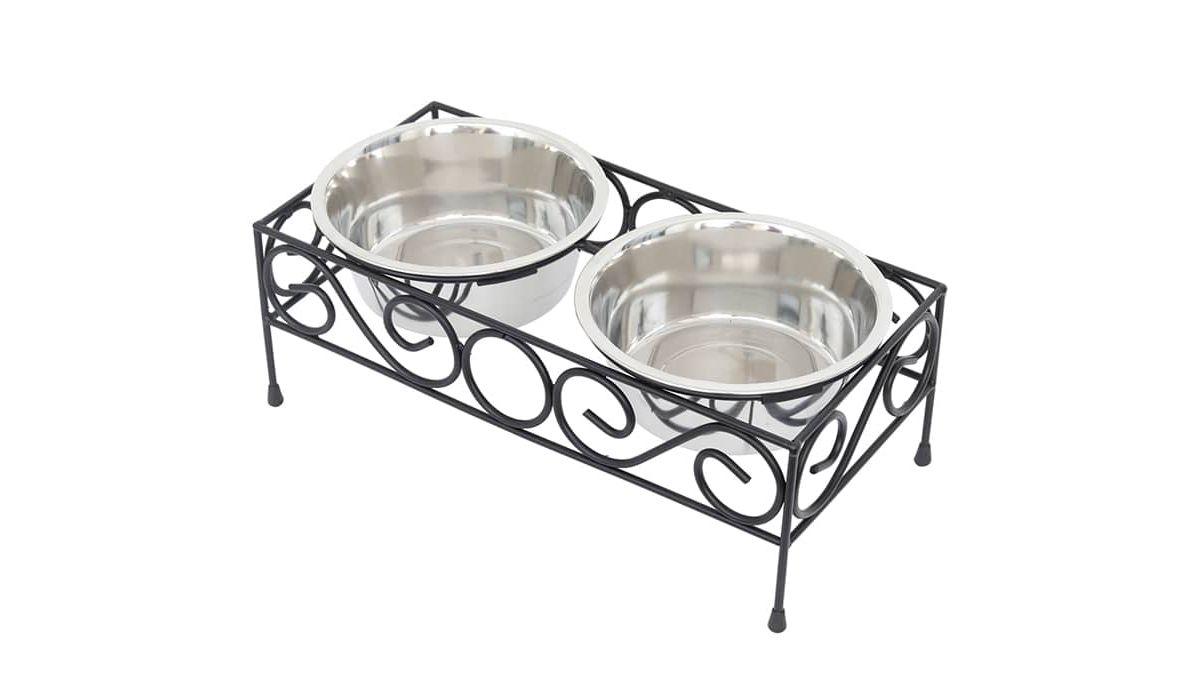 Elevated  wired pet double diner-small