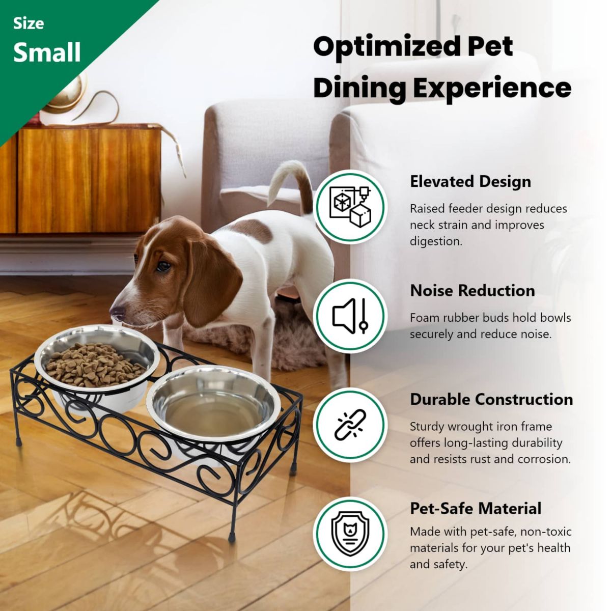 Elevated  wired pet double diner-small