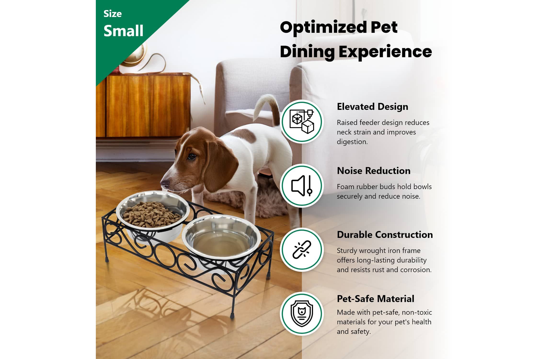 Elevated  wired pet double diner-small