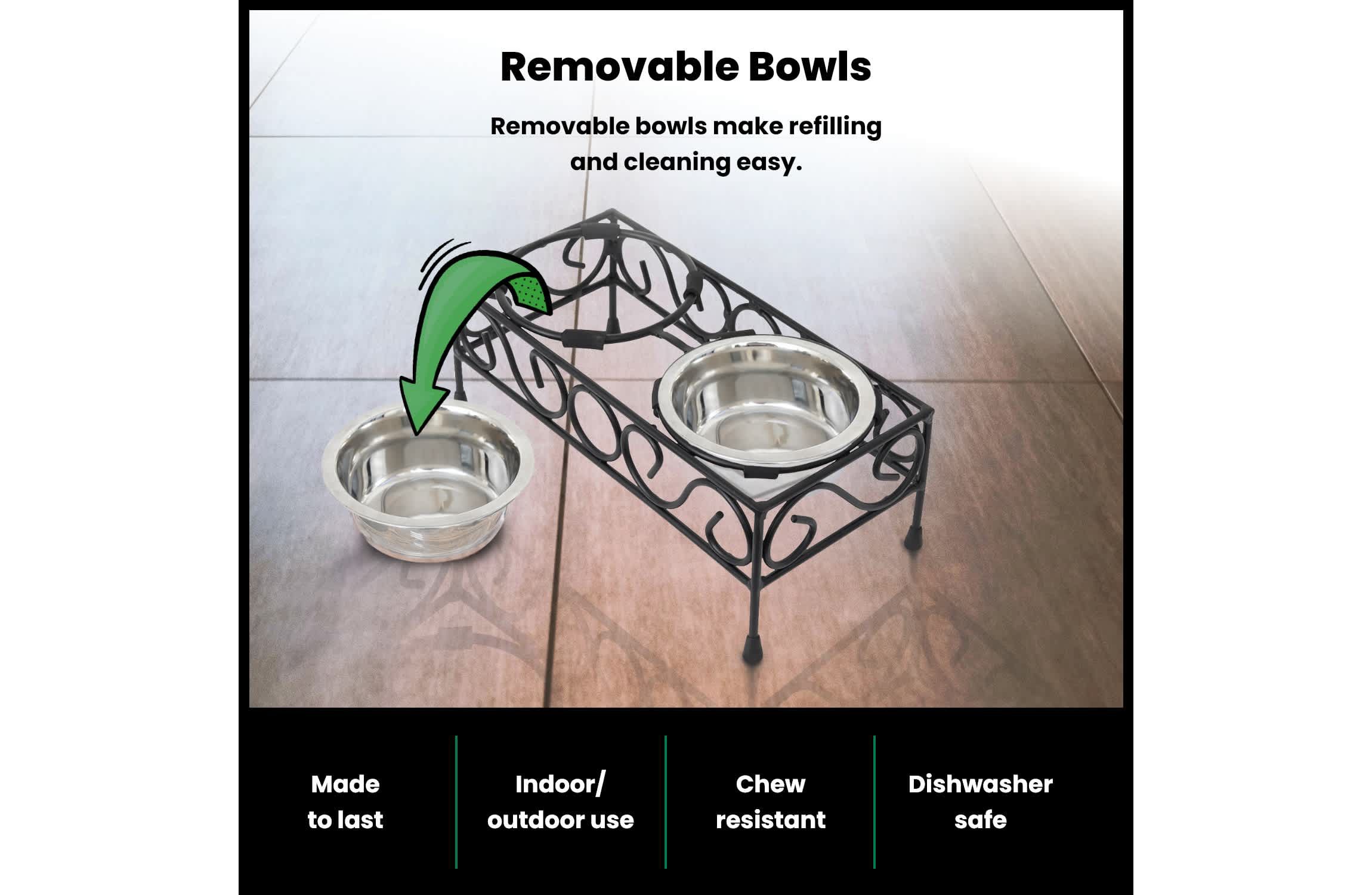 Elevated  wired pet double diner-small