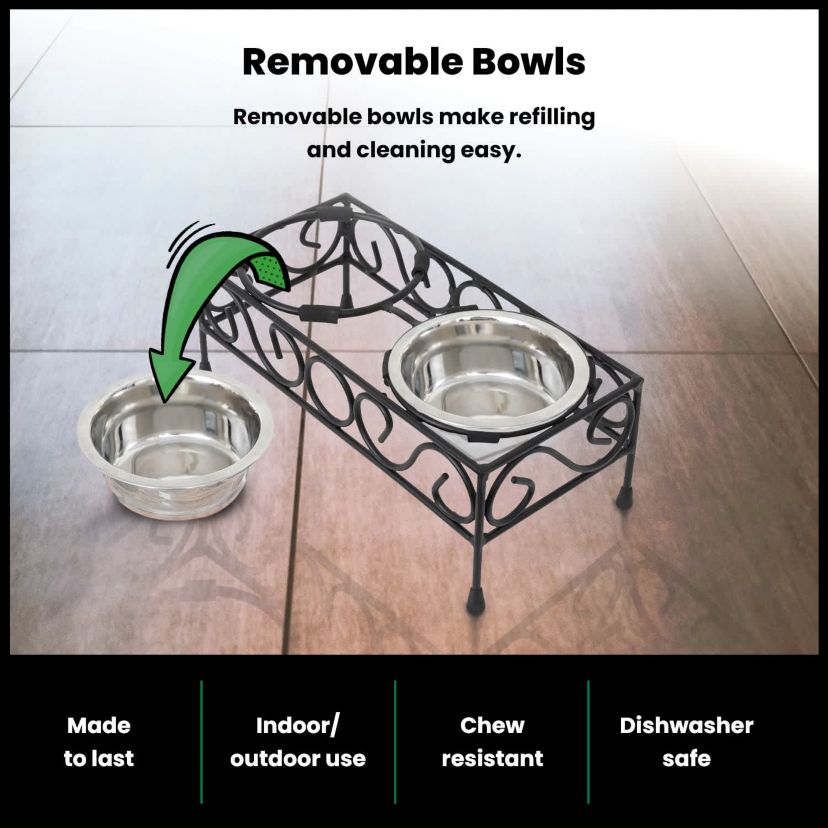Elevated  wired pet double diner-small