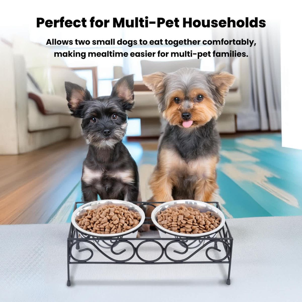 Elevated  wired pet double diner-small