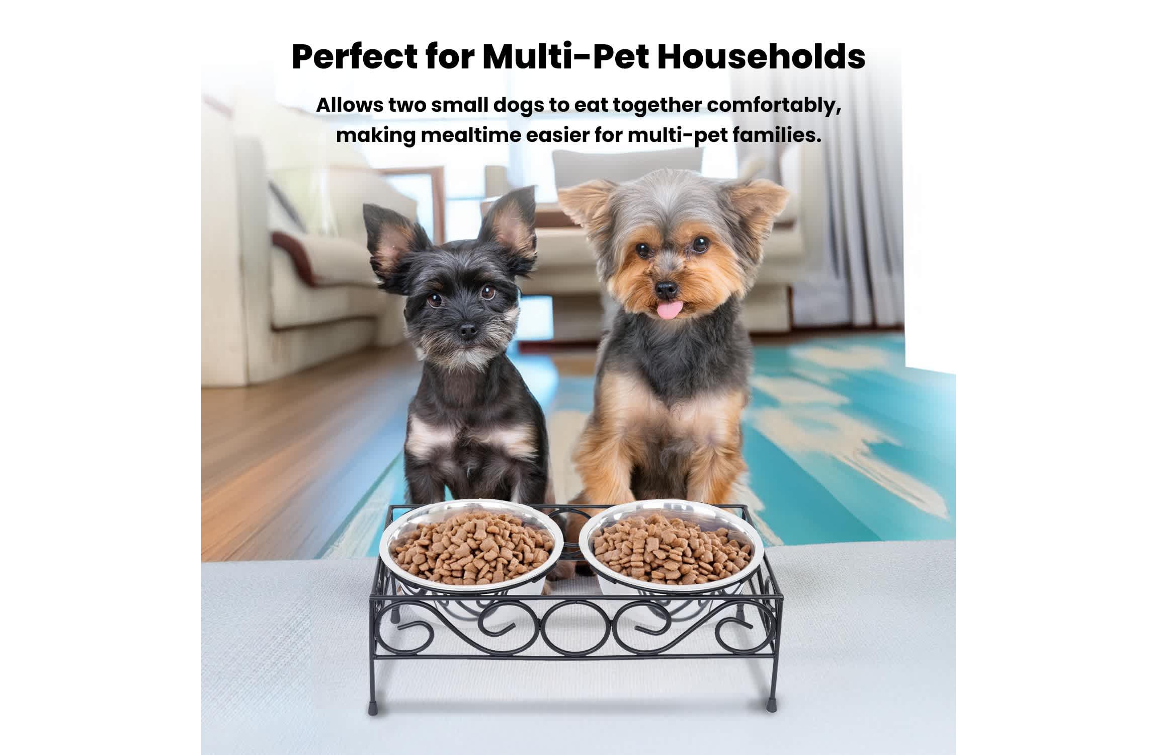 Elevated  wired pet double diner-small