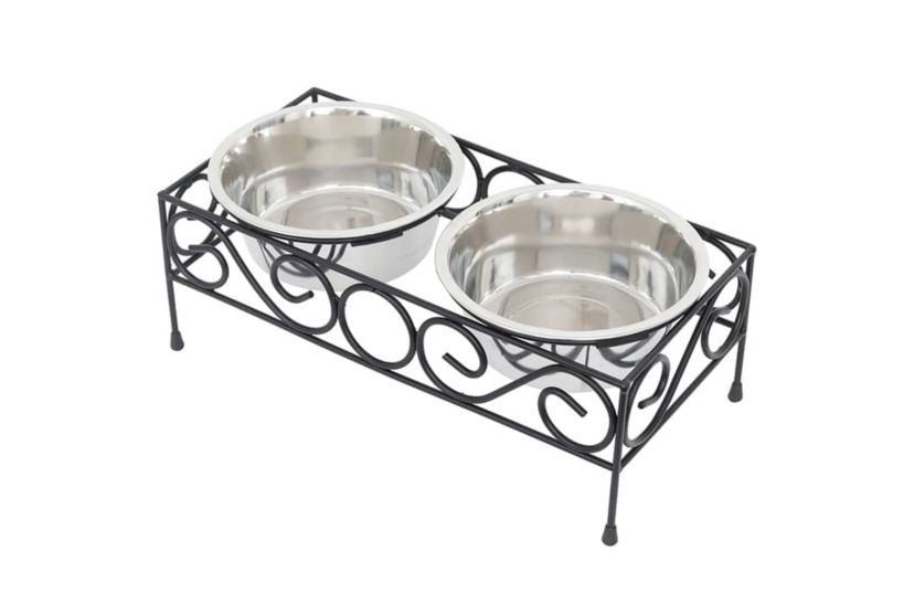 Elevated  wired pet double diner-large