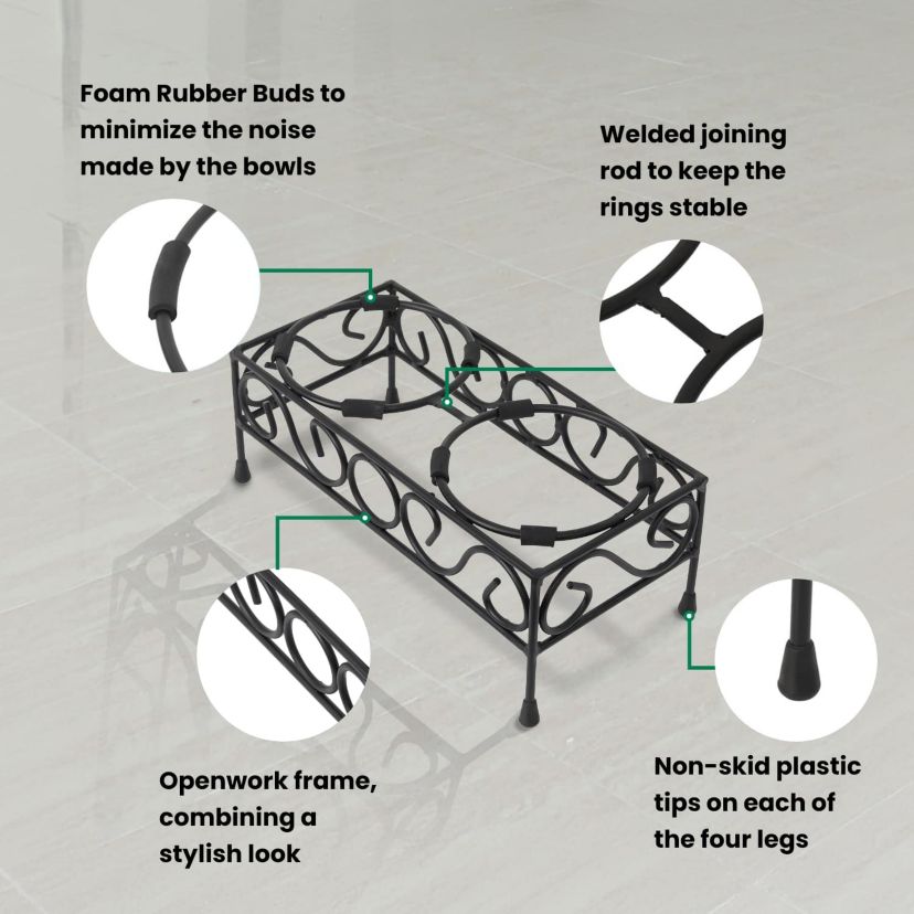 Elevated  wired pet double diner-large