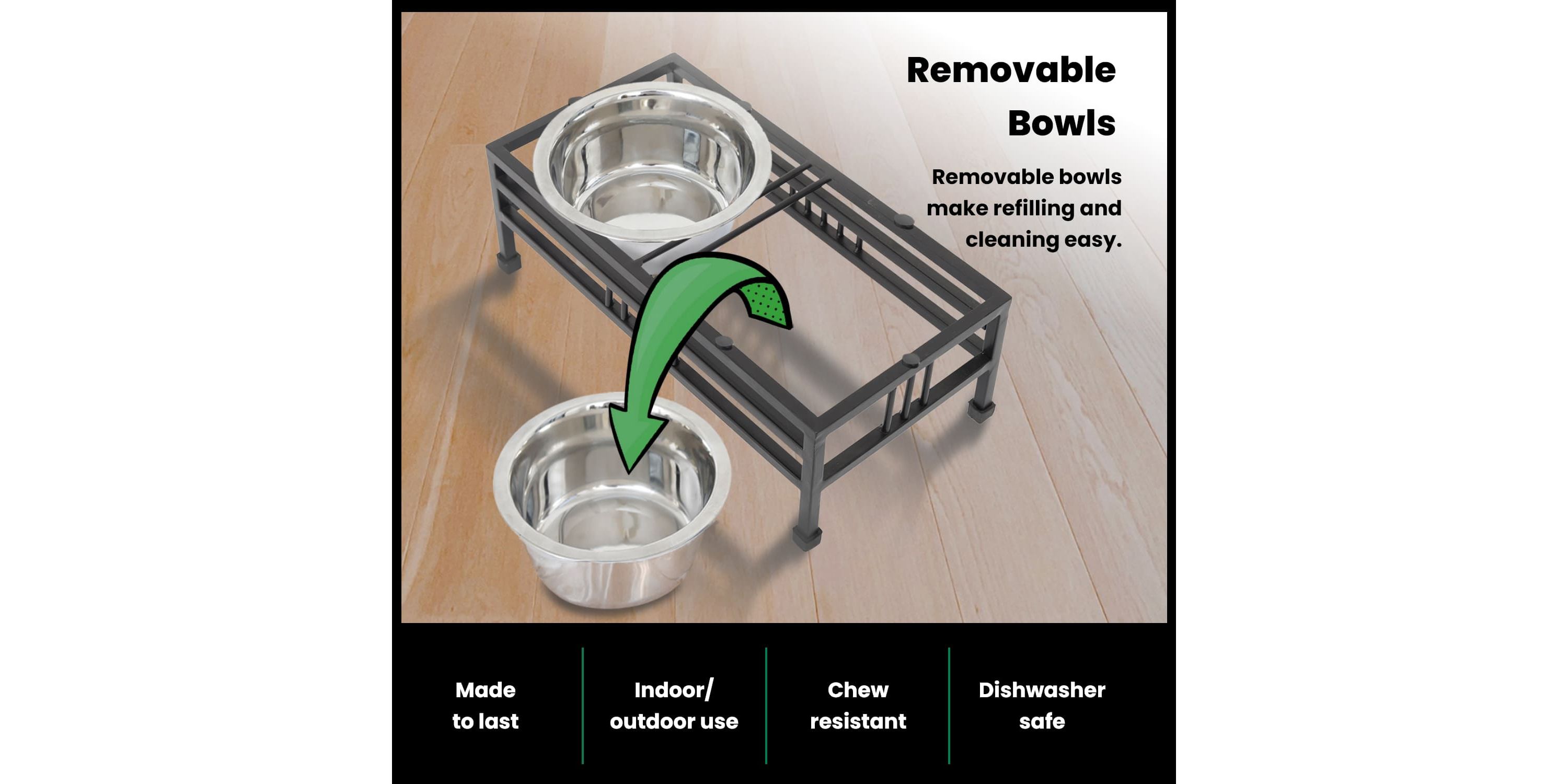 Elevated  Rectangular pet double diner-small