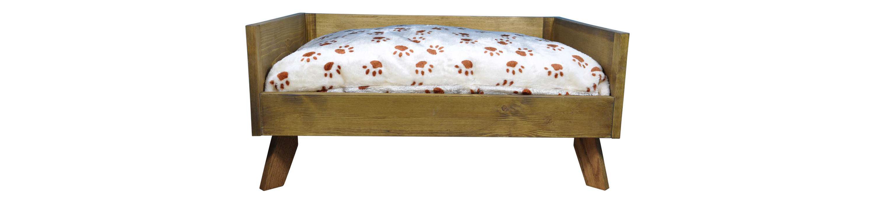 Sassy Paws Raised Wooden Pet Bed with Removable Cushion - Rustic Brown - Medium