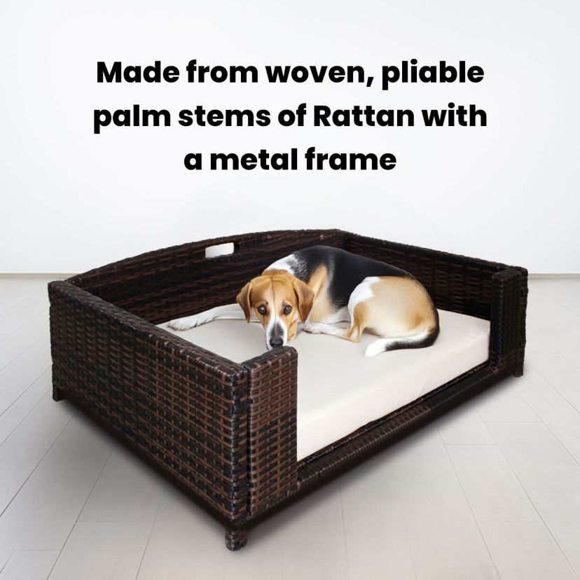 Rattan Rectangular Pet Sofa - Medium