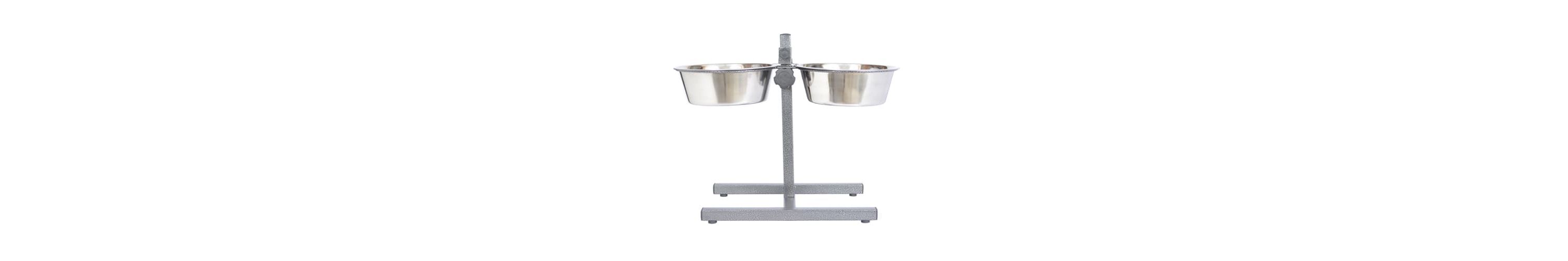 Adjustable Stainless Steel Pet Double Diner for Dog (H Design) (Large) - 5 Qt - 160 oz - 20 cup