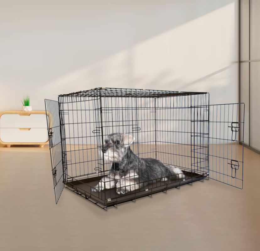 Foldable Double Door Crate with Divider - 24"