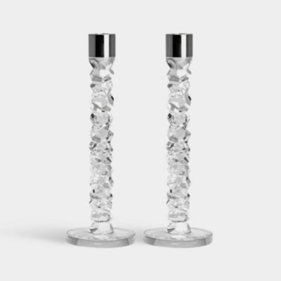 Orrefors Carat Candlestick Silver Large 2-Pack